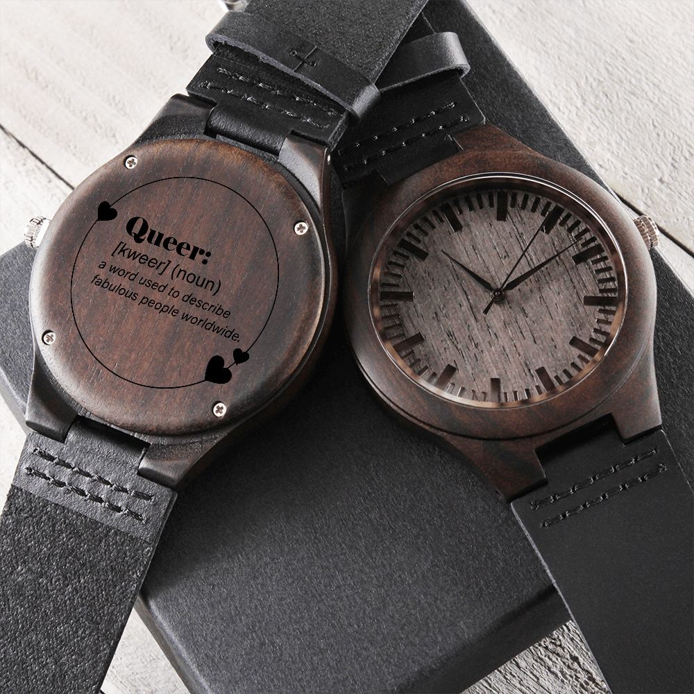 Queer Pride Funny LGBTQ and Ally Engraved Wooden Watch