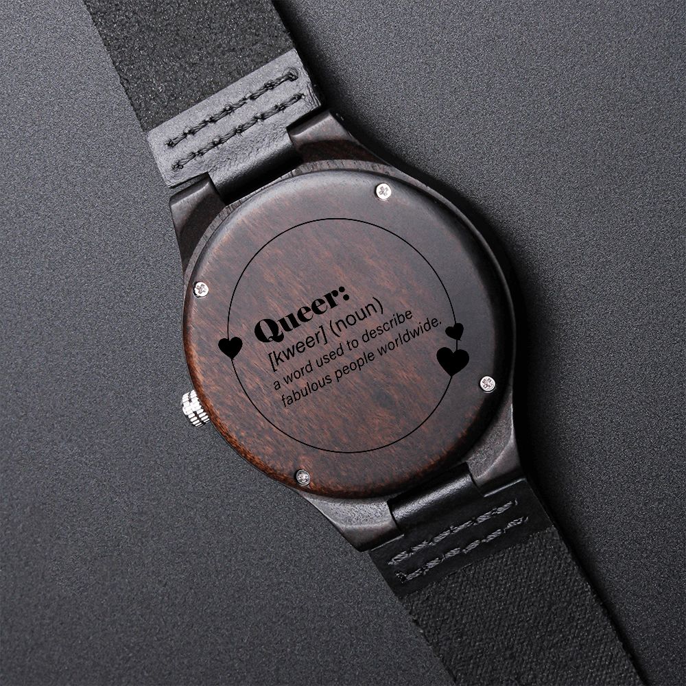 Queer Pride Funny LGBTQ and Ally Engraved Wooden Watch