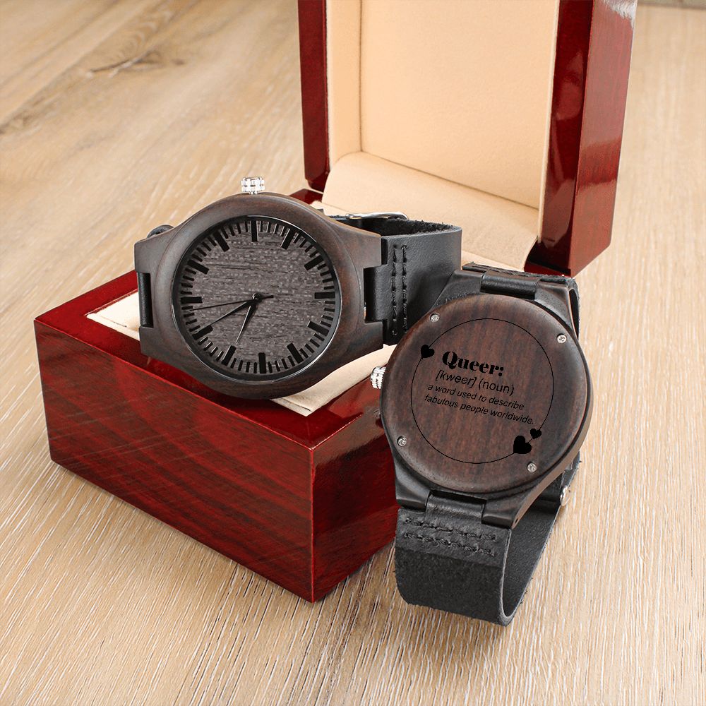 Queer Pride Funny LGBTQ and Ally Engraved Wooden Watch