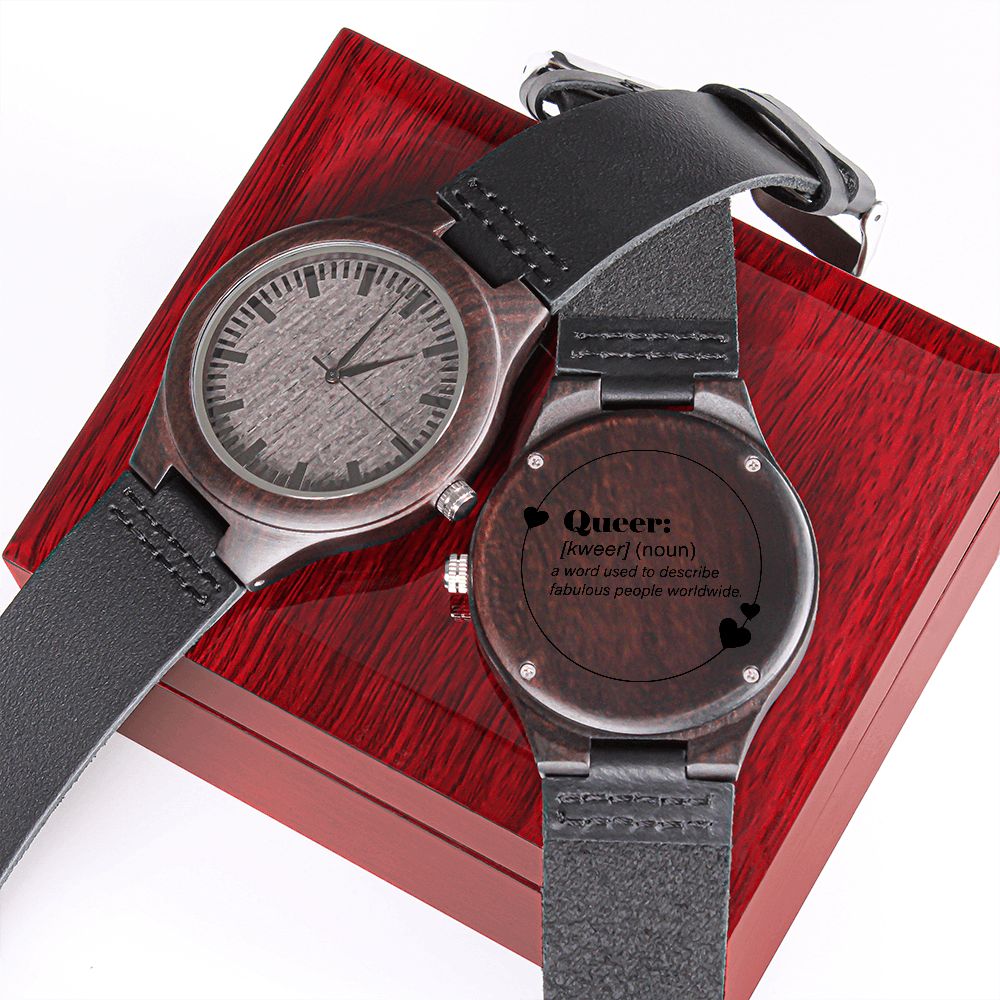 Queer Pride Funny LGBTQ and Ally Engraved Wooden Watch