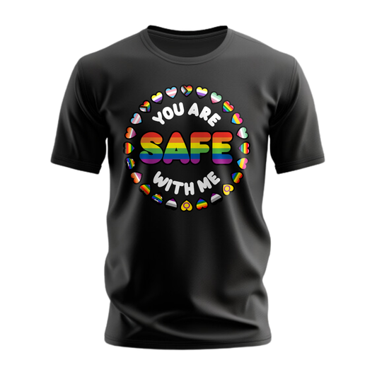 You Are Safe With Me (Flag Hearts) T-Shirt