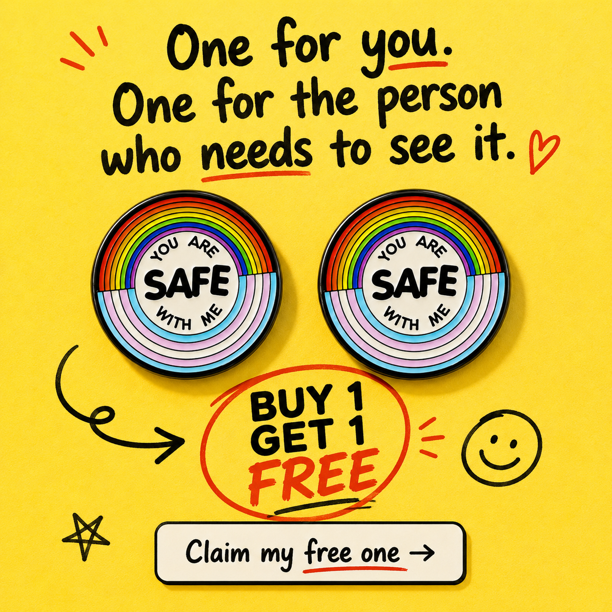 You Are Safe With Me Pin