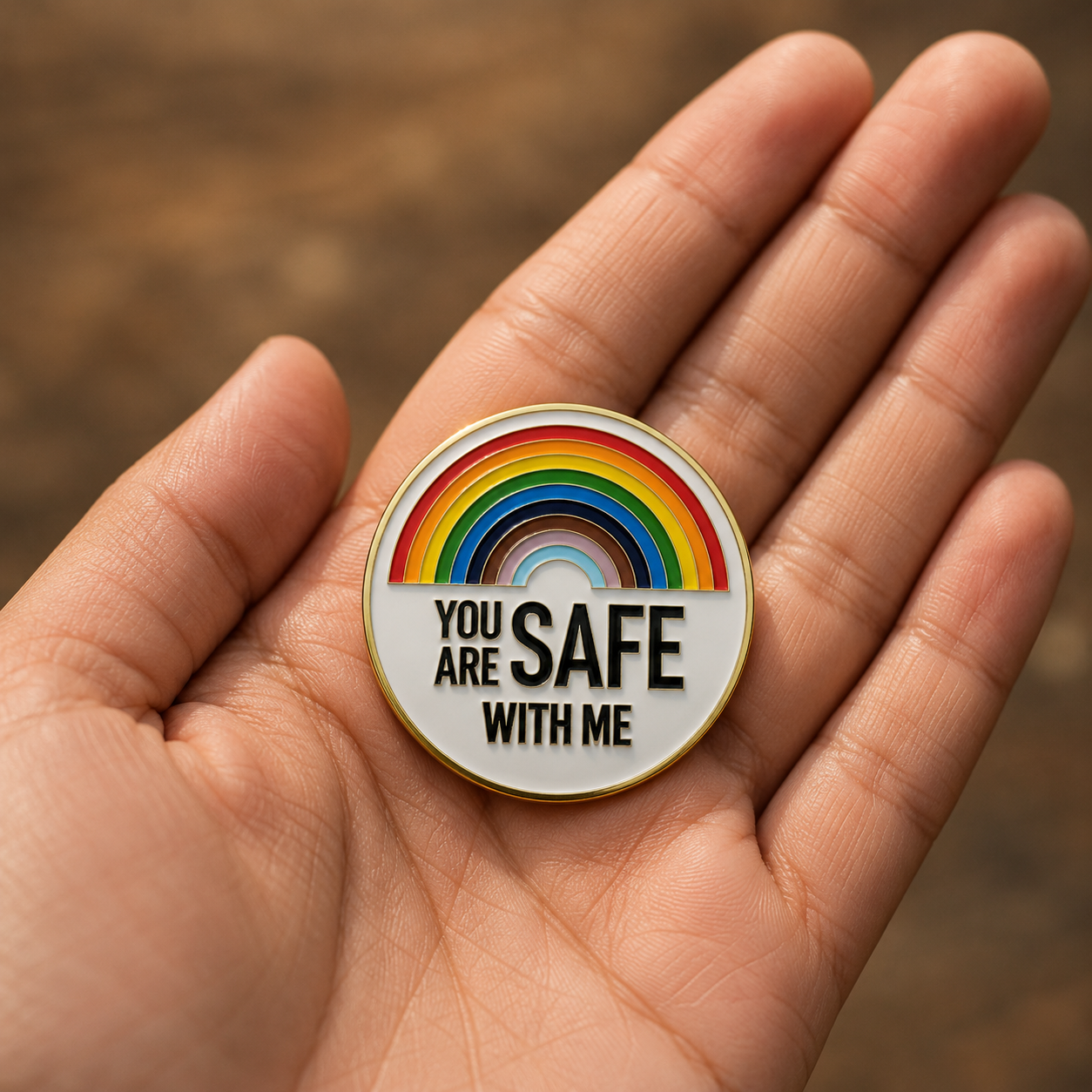 You Are Safe With Me Pin (Rainbow)