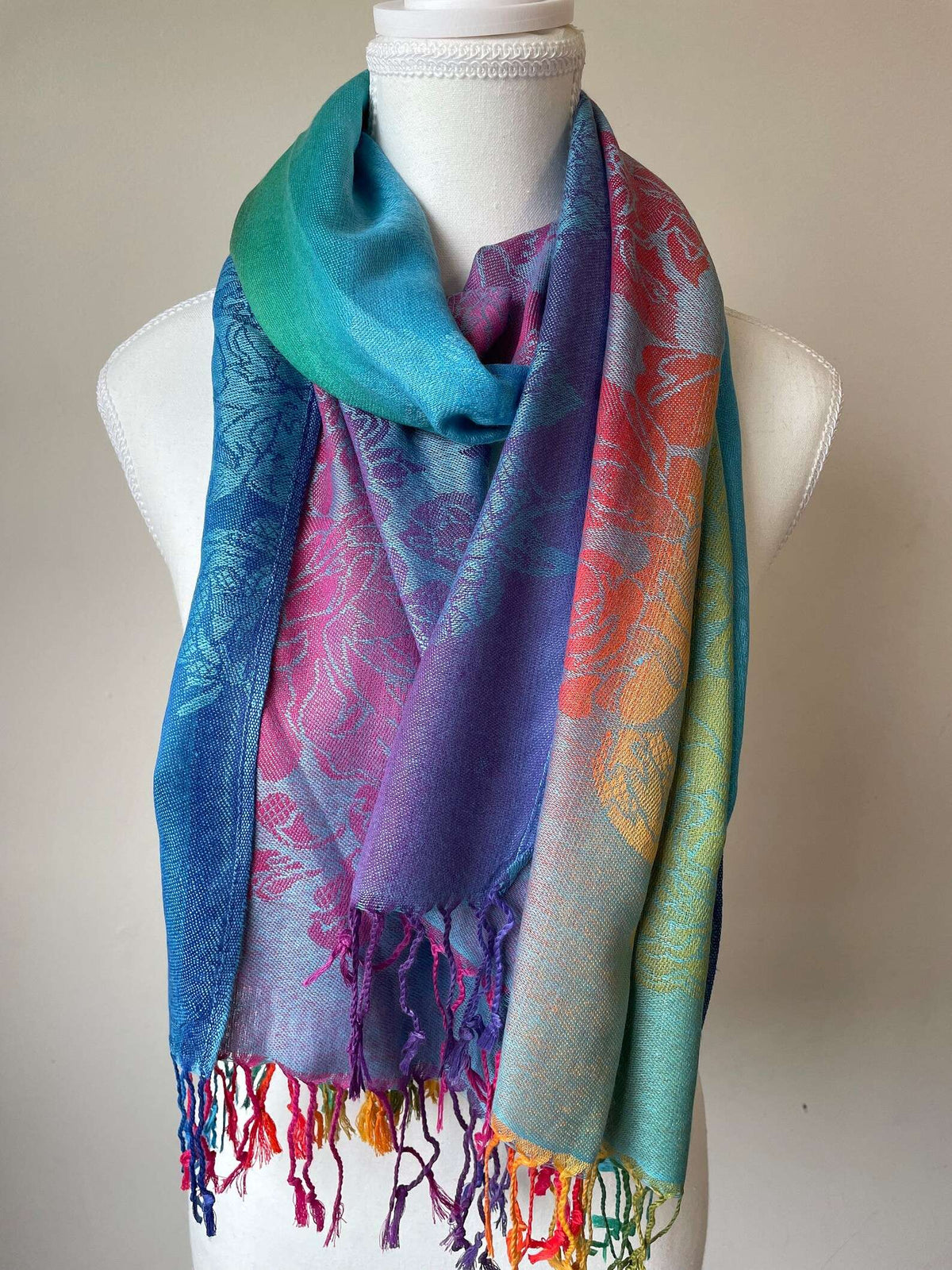 LGBTQ+ #1 Cashmere Silk Scarf | Rainbow Blue