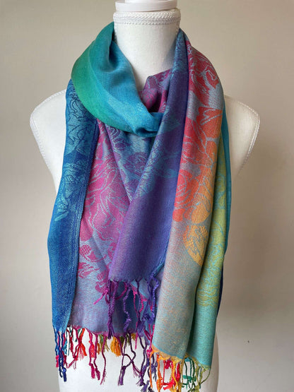 LGBTQ+ #1 Cashmere Silk Scarf | Rainbow Blue