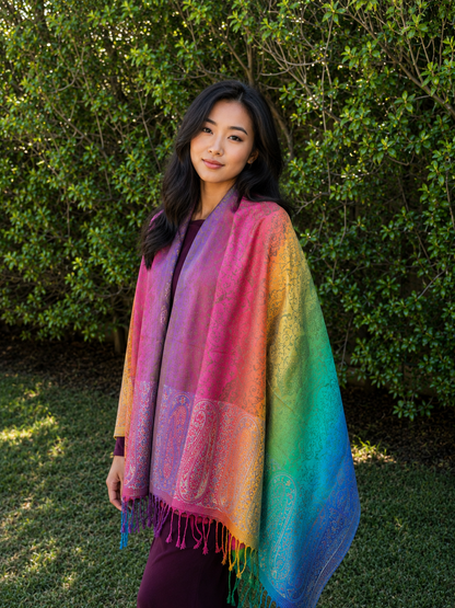 LGBTQ+ #1 Cashmere Silk Scarf | Rainbow Blue