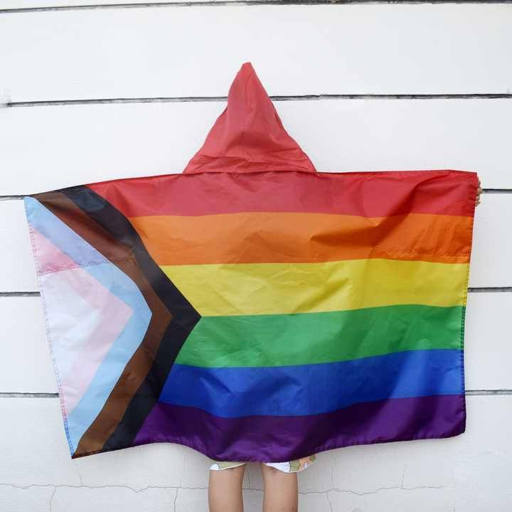 Progressive Pride Flag Hooded Cape – I Support LGBT