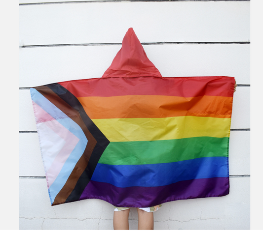 LGBT Rainbow Progress Pride Body Cape Flag with Hoods