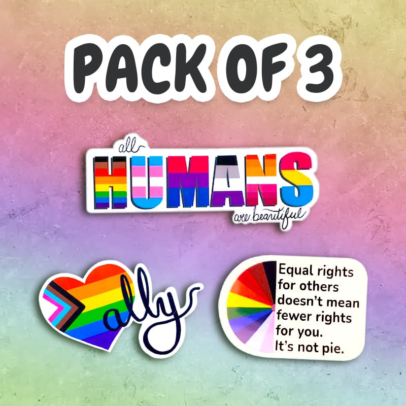 PACK OF 3 - Equal Rights Stickers – I Support LGBT
