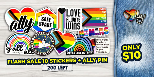 10 Stickers and Die-Cut Pin Bundle Flash Sale!