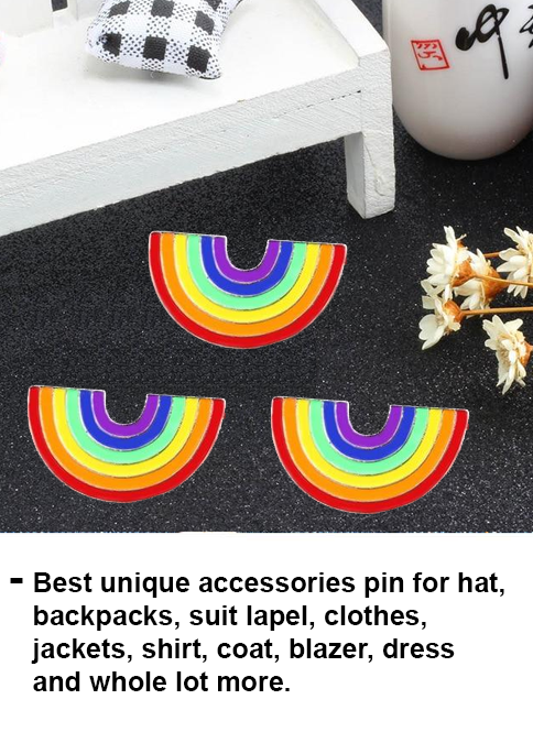 3 Pack - Rainbow Metal Brooch Pins
