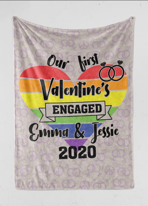 Personalized Rainbow First Valentine's - PREMIUM FLEECE BLANKET
