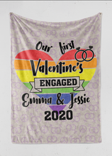Load image into Gallery viewer, Personalized Rainbow First Valentine&#39;s - PREMIUM FLEECE BLANKET