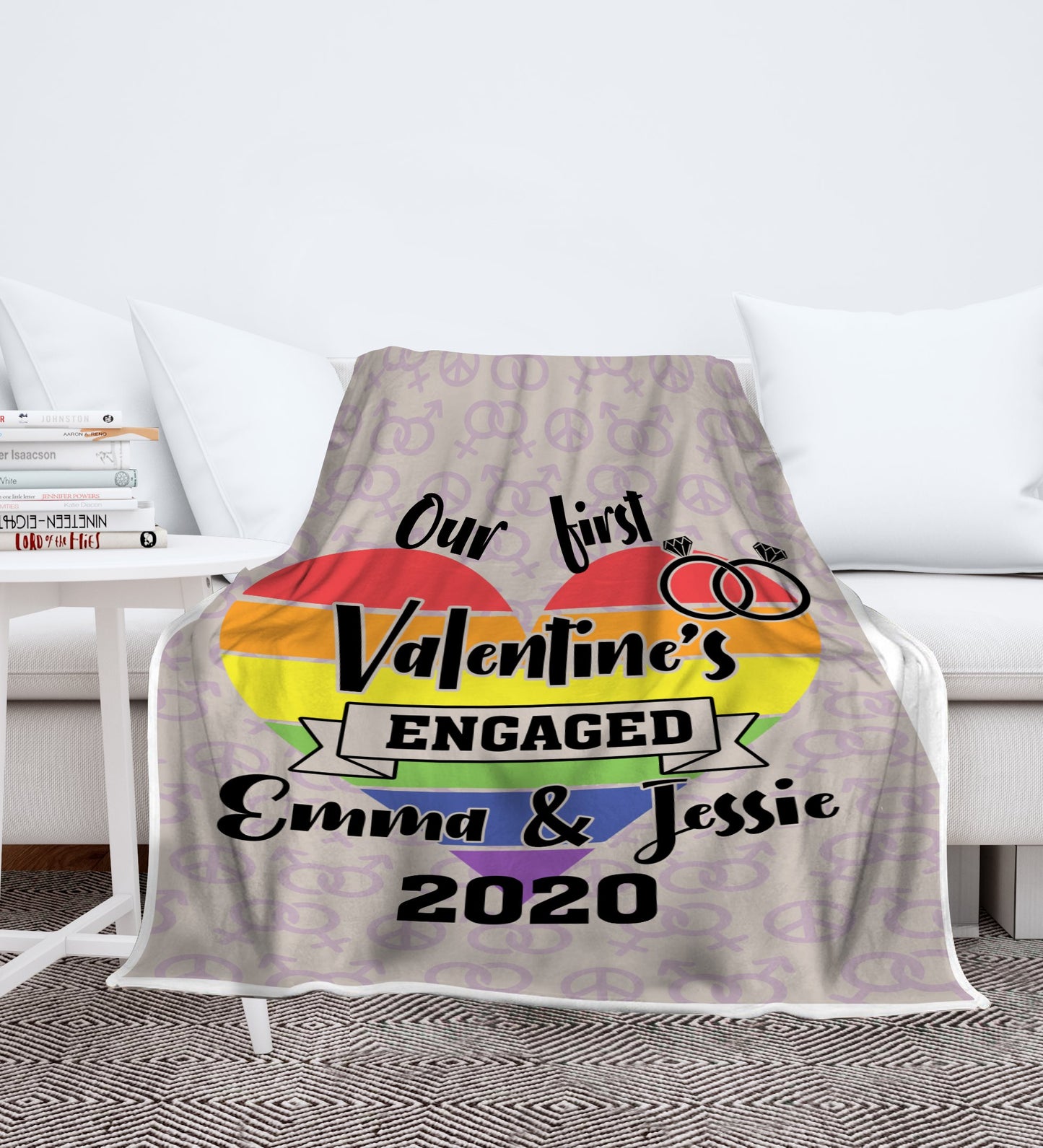 Personalized Rainbow First Valentine's - PREMIUM FLEECE BLANKET