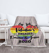 Load image into Gallery viewer, Personalized Rainbow First Valentine&#39;s - PREMIUM FLEECE BLANKET