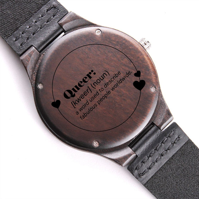 Queer Pride Funny LGBTQ and Ally Engraved Wooden Watch