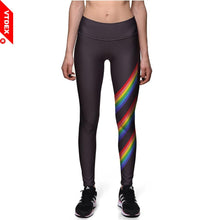 Load image into Gallery viewer, Rainbow Black Sports Leggings