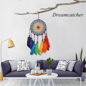 Handmade Rainbow Feather Dream Catcher