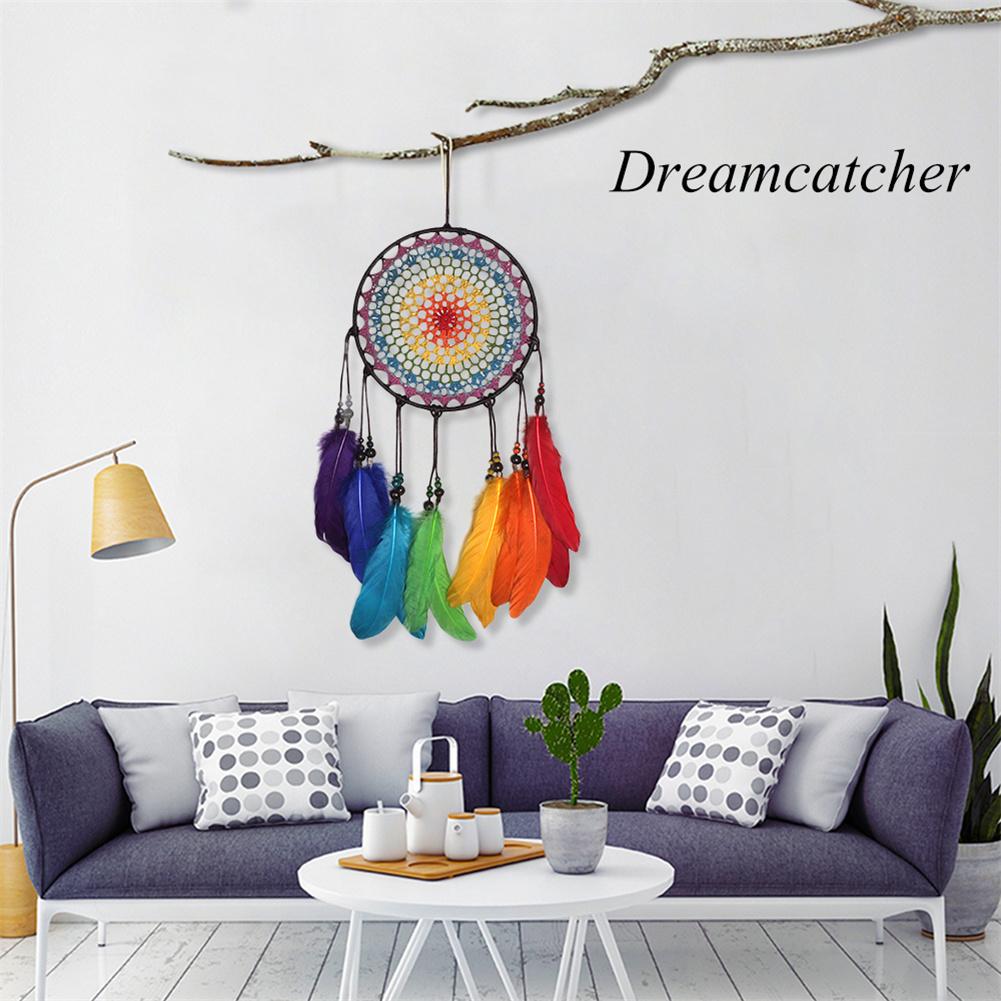 Special Deal Handmade Rainbow Feather Dream Catcher & Free Rainbow Pin