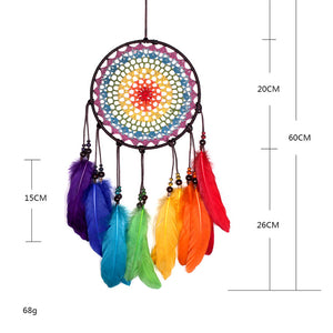 Special Deal Handmade Rainbow Feather Dream Catcher & Free Rainbow Pin