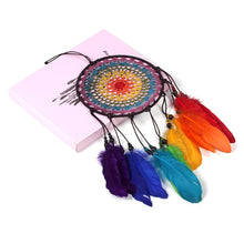 Load image into Gallery viewer, Handmade Rainbow Feather Dream Catcher