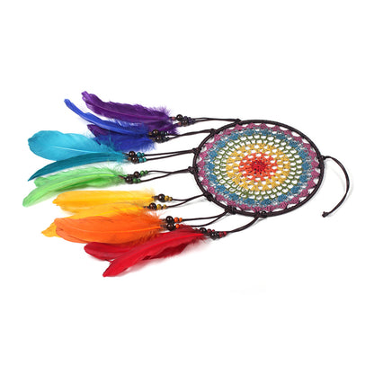 Special Deal Handmade Rainbow Feather Dream Catcher & Free Rainbow Pin